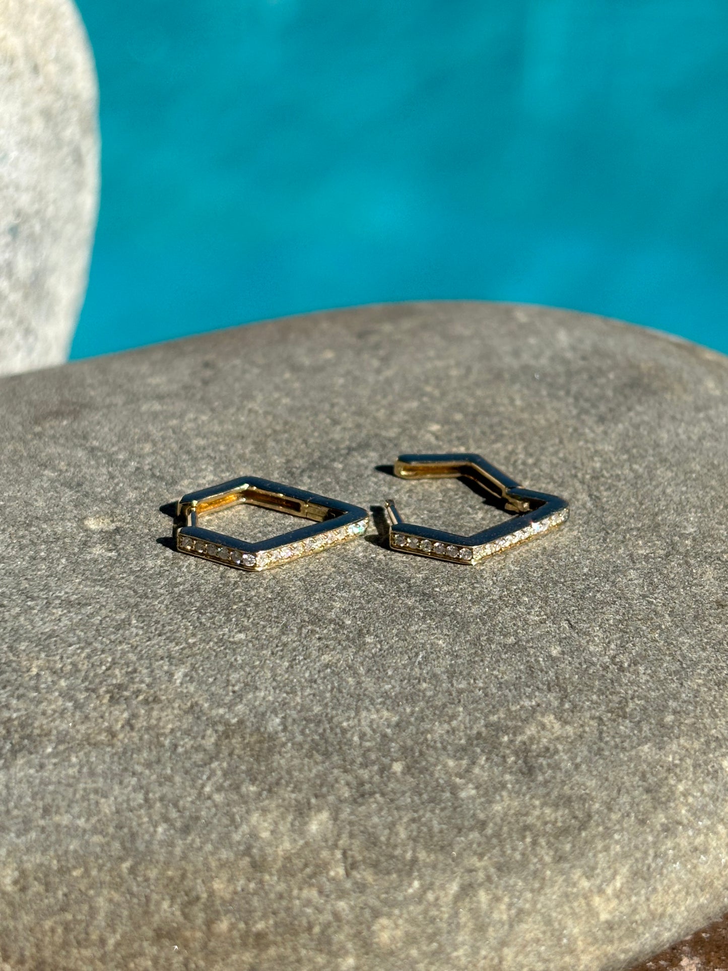 Diamond Hexagon Hoop Earrings
