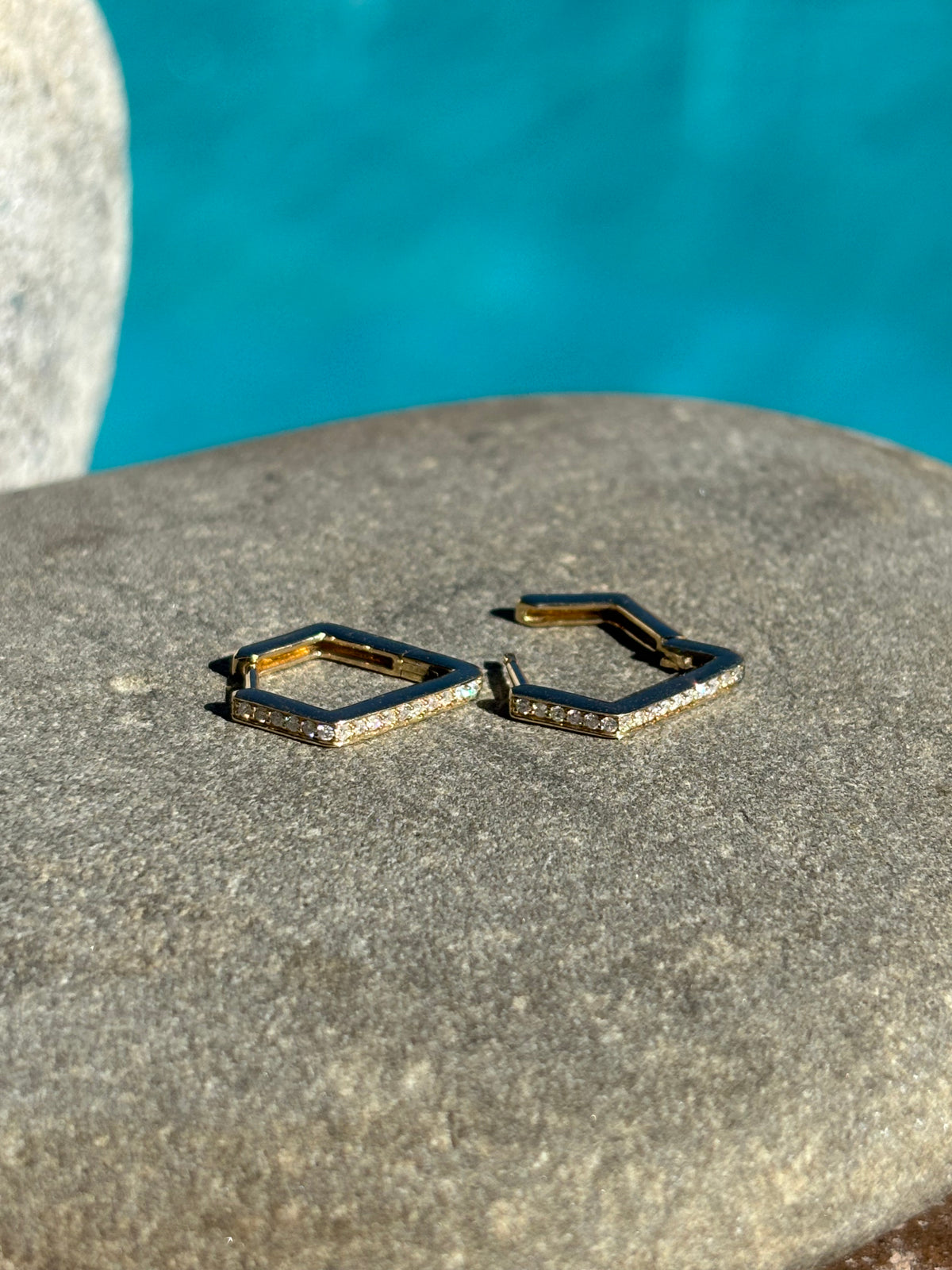 Diamond Hexagon Hoop Earrings