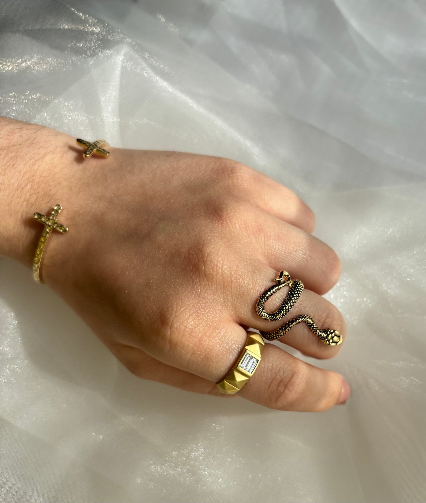 Double Baguette Pyramid Ring