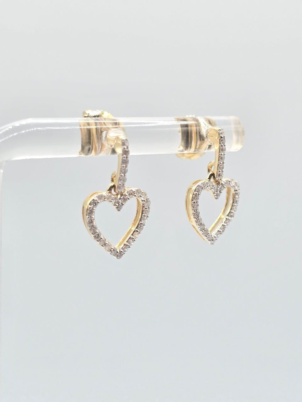 Diamond Heart Dangle Earrings