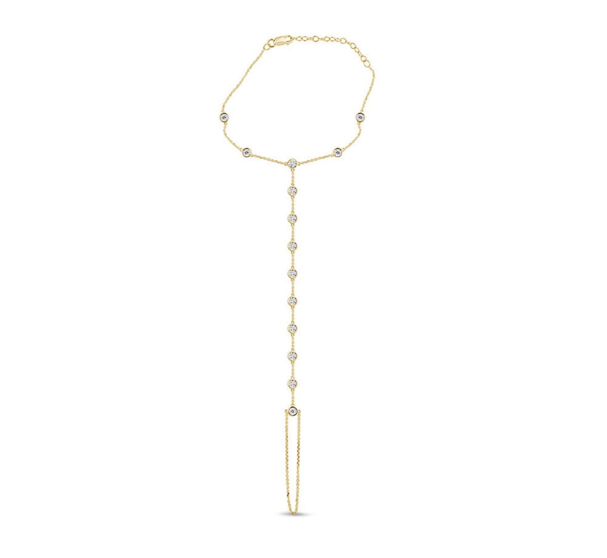 Gold Bezel Diamond Hand Chain