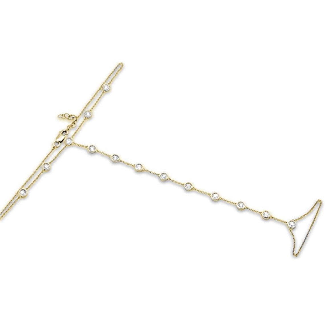 Gold Bezel Diamond Hand Chain