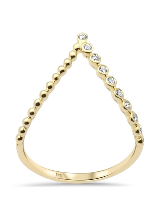 Bezel Set V Shape Ring
