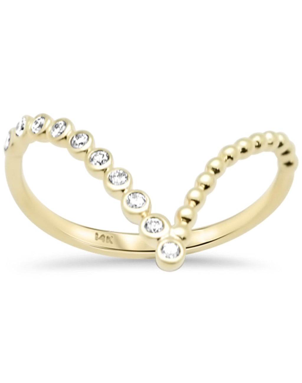 Bezel Set V Shape Ring