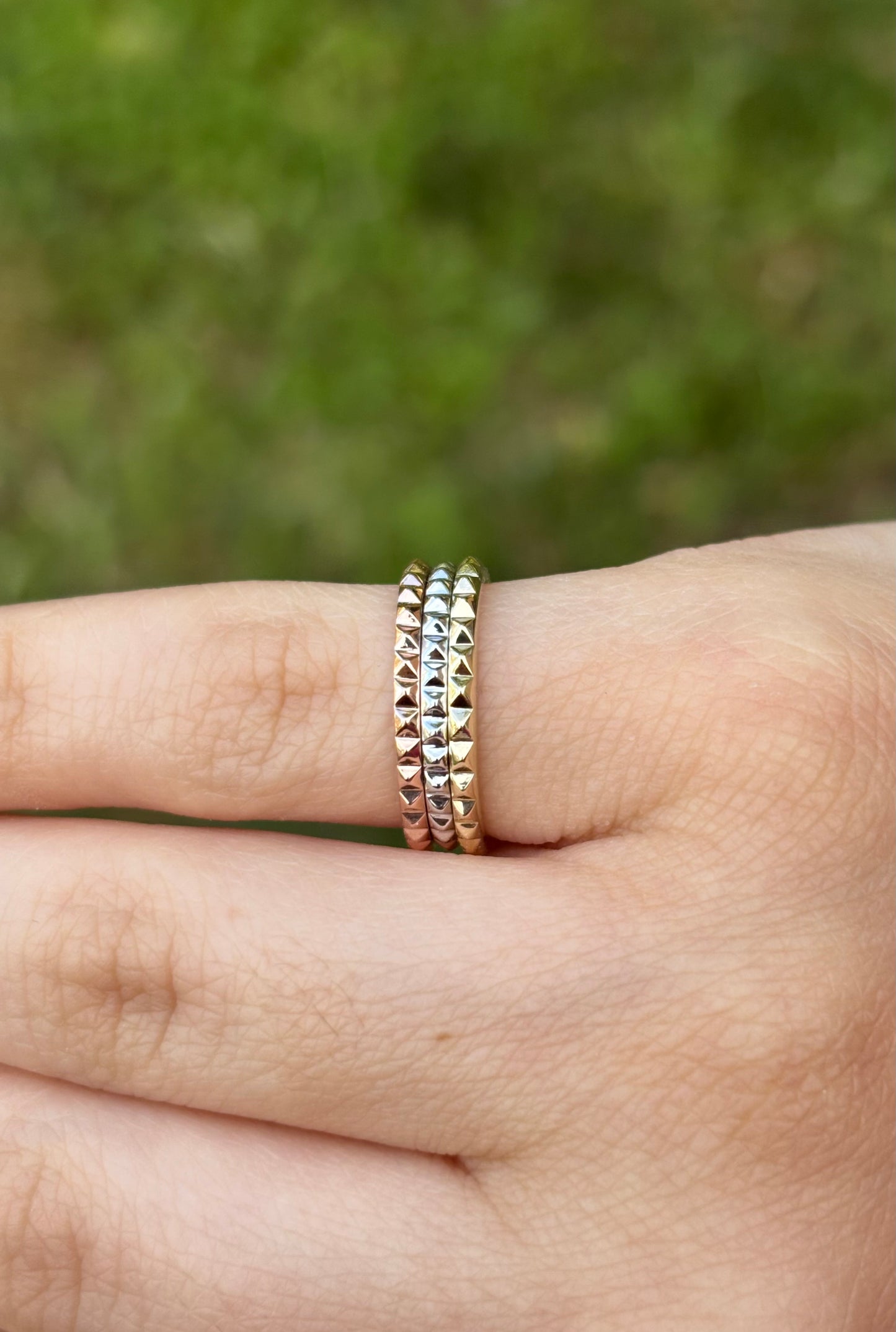 Gold Pyramid Stacking Ring