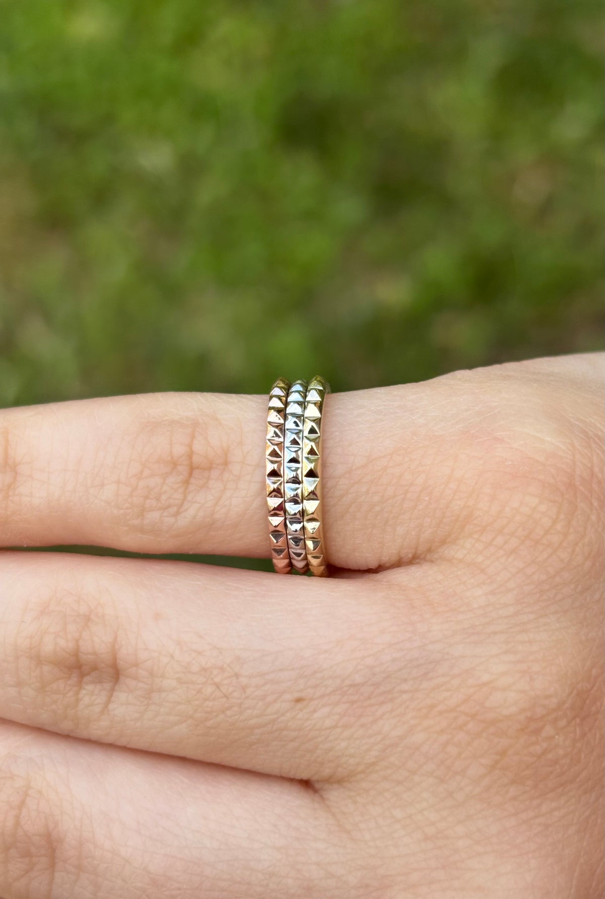 Gold Pyramid Stacking Ring