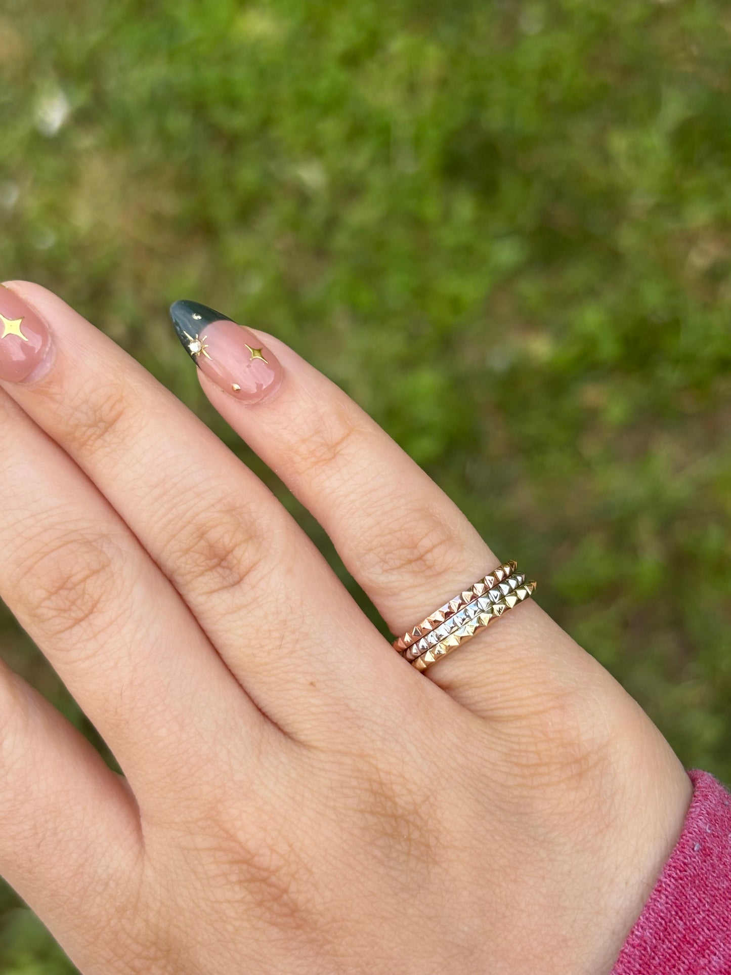 Gold Pyramid Stacking Ring