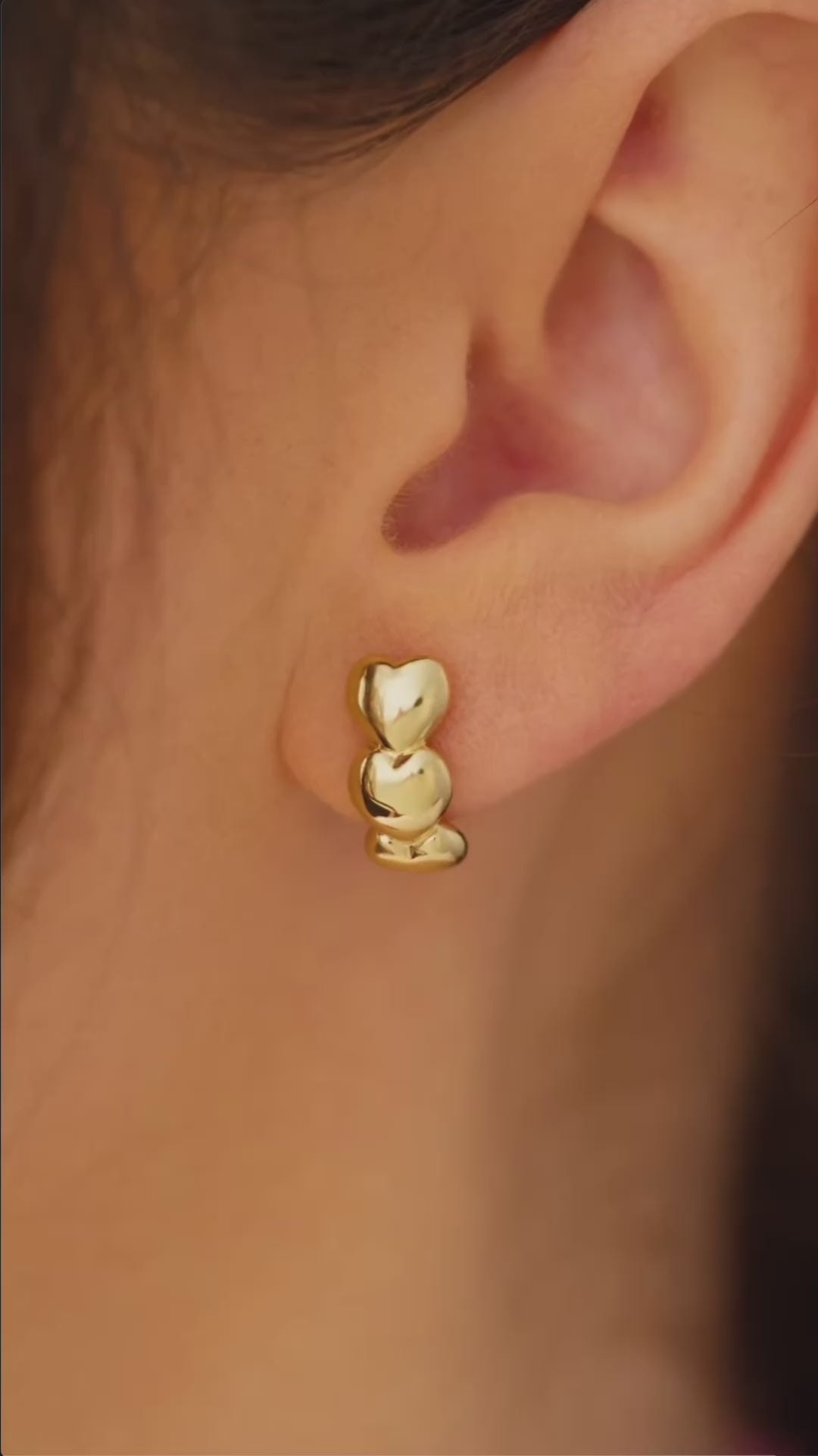 Hollow Triple Puff Heart Earrings